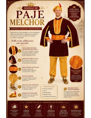 Fantasia de Pajem Melchior Tamanho L Novo | Fantasias para Adultos O Rei do Carnaval